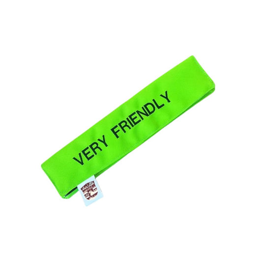 Green dog and cat leash sleeve with "Very Friendly" text from The Grand Pet Company