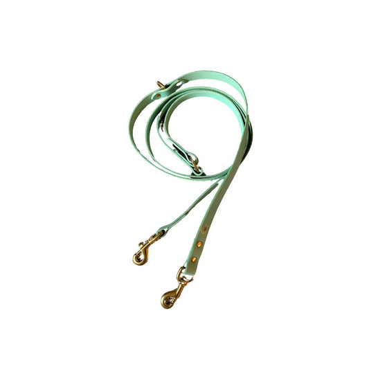 Pistachio green three way leather lead from The Grand Pet Company