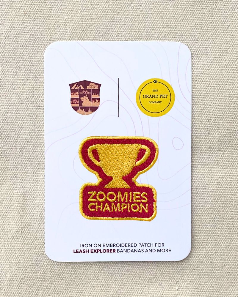 Zoomies Champion embroidered pet patch from The Grand Pet Company Dubai