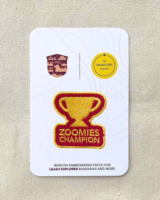 Zoomies Champion embroidered pet patch from The Grand Pet Company Dubai