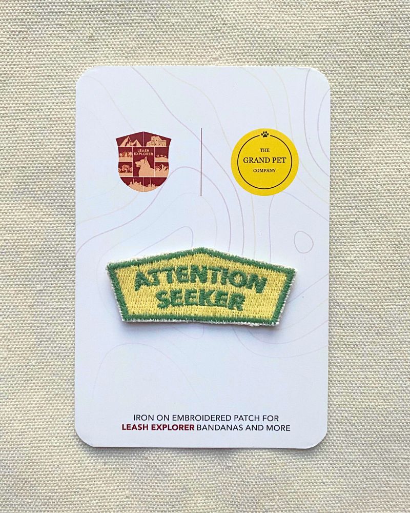Attention Seeker embroidered pet patch from The Grand Pet Company Dubai