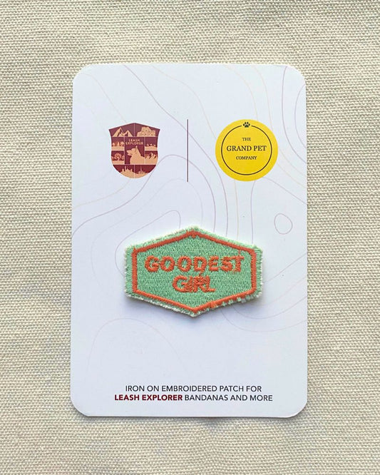 Goodest Girl embroidered pet patch from The Grand Pet Company Dubai