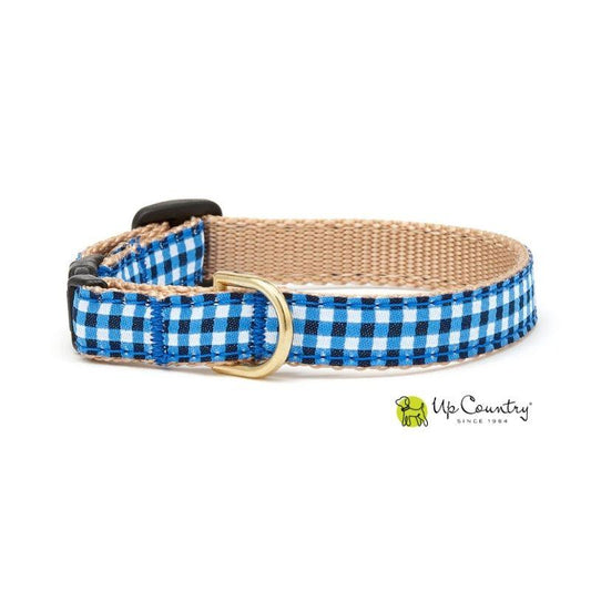 Navy Gingham Cat Collar