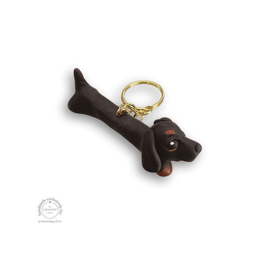 Black and Tan Dachshund Keychain Gold