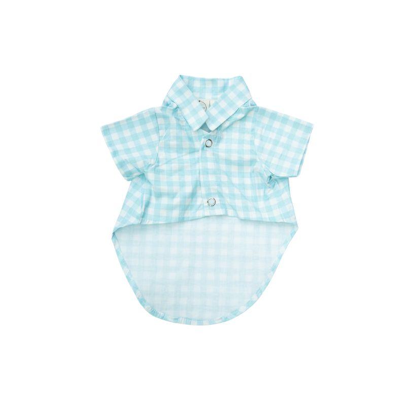 Blue Gingham Two Button Shirt