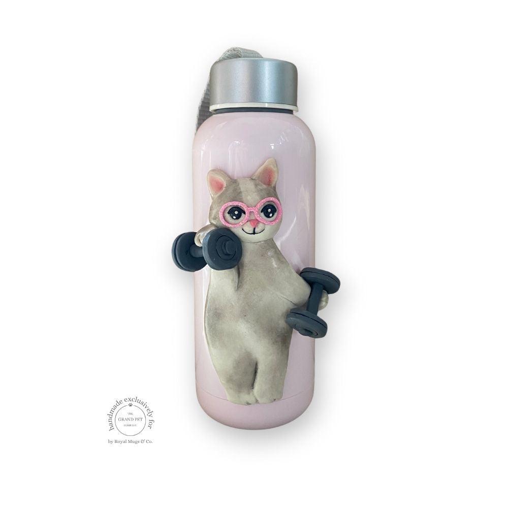 Cat Lady Workout Pink Water Bottle 500ml