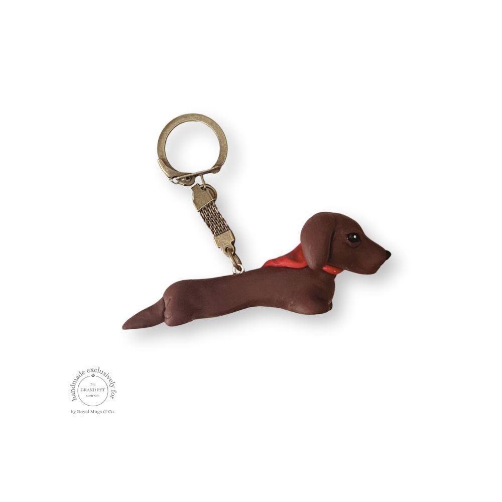 Dachshund with Red Bandana Keychain Brass