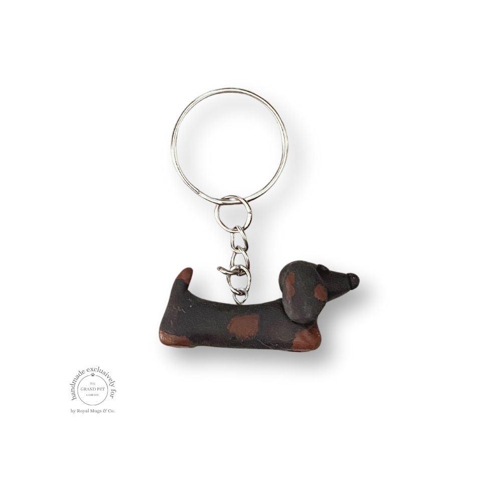 Dappled Dachshund Keychain Silver