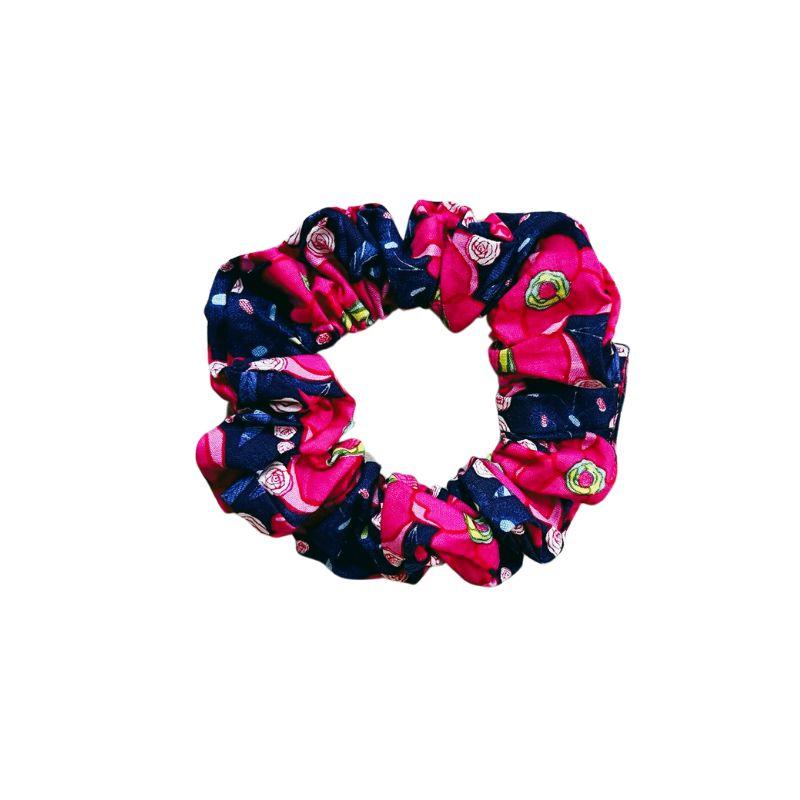 Fuchsia Flowers Handmade Cotton Scrunchie