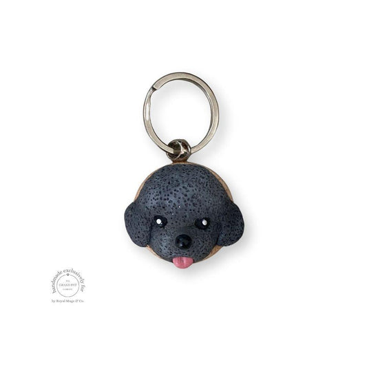 Grey Poodle Face Keyring