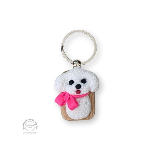 Lady Poodle with Pink Bow Keyring