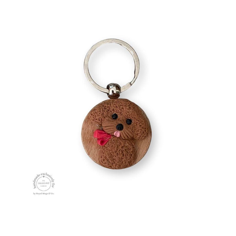 Lady Poodle with Red Bow Keyring