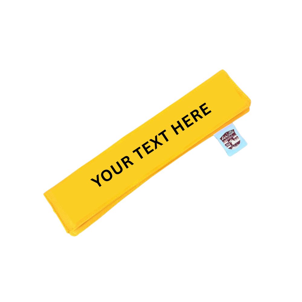 Yellow dog and cat leash sleeve with customisable text from The Grand Pet Company