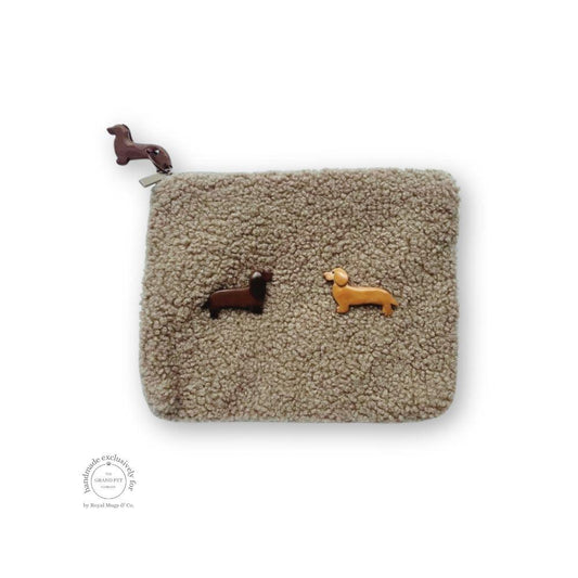 Two Dachshunds Brown Fluffy Pouch