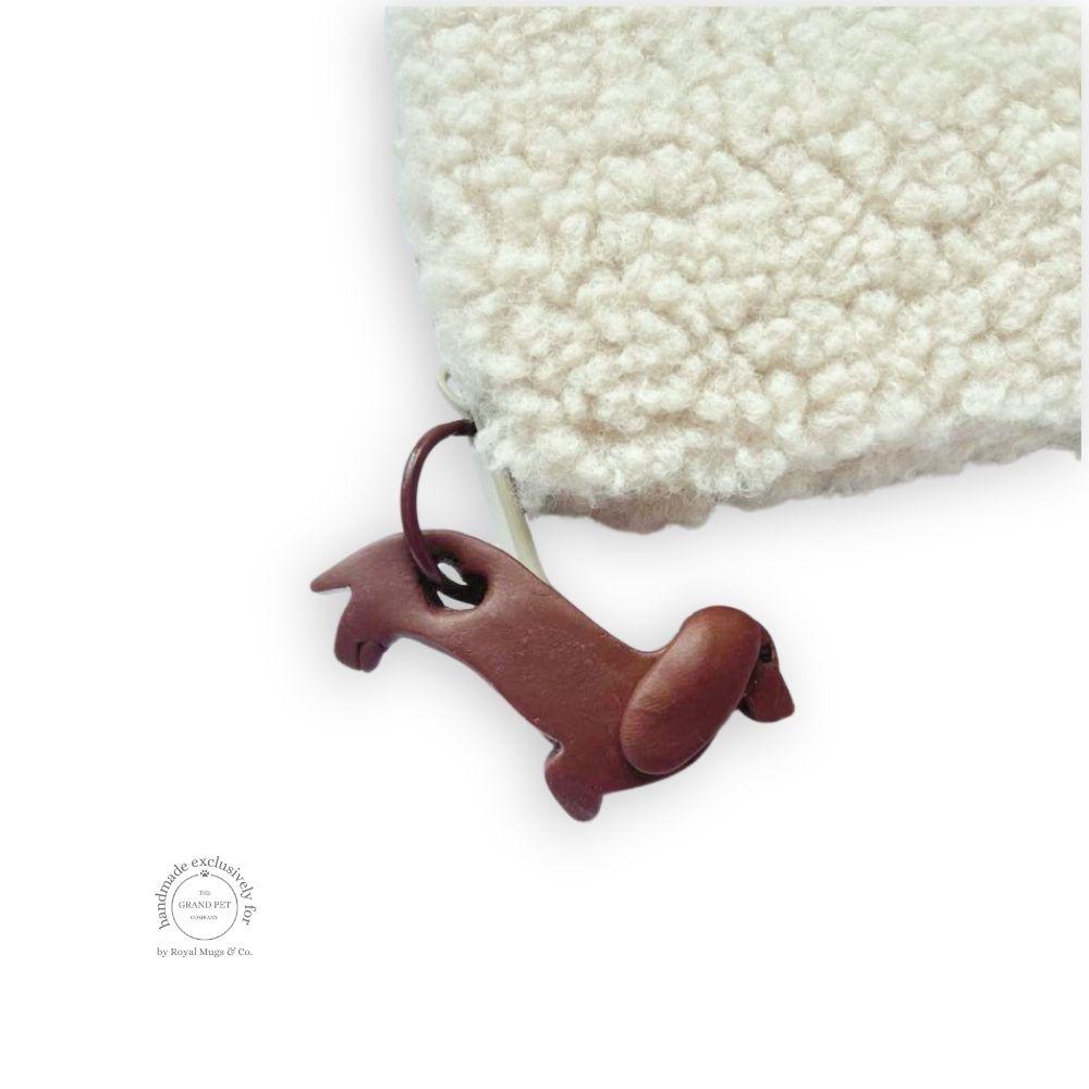 Two Dachshunds Cream Fluffy Pouch