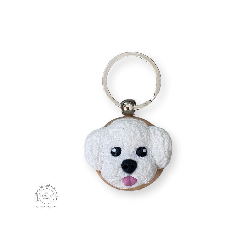 White Poodle Face Keyring