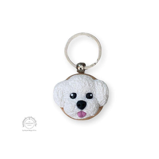 White Poodle Face Keyring