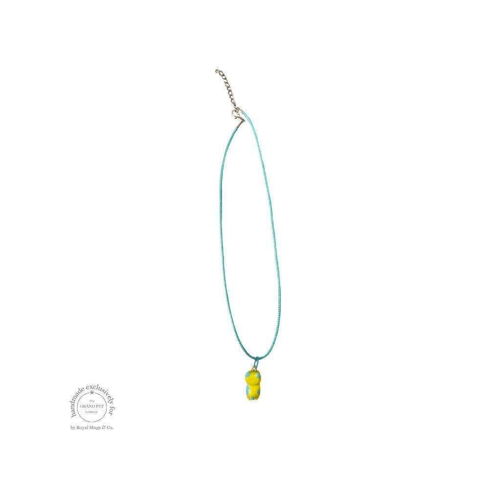 Yellow and Blue Dotted Cat Necklace