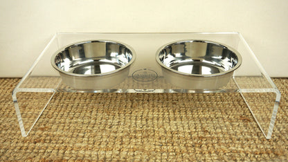 Nia Acrylic Floating Dual Bowl Feeder